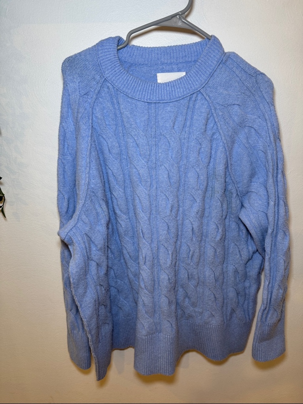 Aerie Light Blue Cable Knit Crewneck Sweater size M